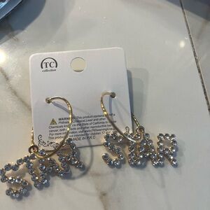 IC COLLECTION Gold Hoop Crystal Earrings